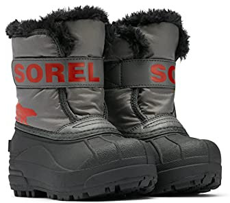 Sorel Snow Commander Waterproof, stivali invernali Unisex - bambini e ragazzi, Grigio (Quarry x Cherrybomb), 24 EU