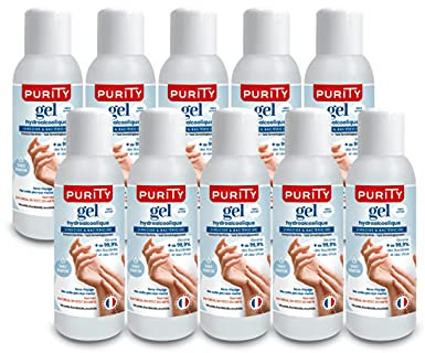 10 Mini-flacons de 100ml - Gel Hydroalcoolique Purity 703 - Sans parfum