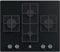 Hoover HVG6DK3B 60 cm Gas Hob, 4 burners, Front control, Cast Iron Pan Supports, Black Glass