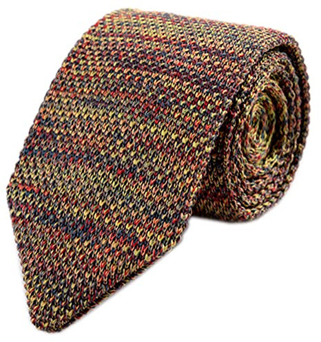 Herren-Krawatte, schmal, Strick, formell, Basic, Vintage, gemischtes Muster, lässig, 6,1 cm, Tweed Braun, Einheitsgröße