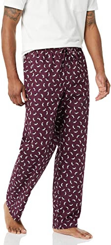 Amazon Essentials Pantalon de Pyjama Tissé, avec Poches, Coupe Droite Homme, Bordeaux Macareux, 3XL
