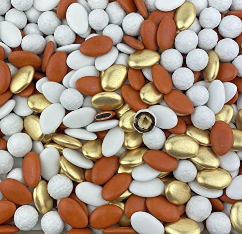 Dragées chocolat variation Terracotta et blanc et or Noisette chocolat blanc 1kg - pas cher de qualité - environ 240 dragées - Fabrication artisanale en France