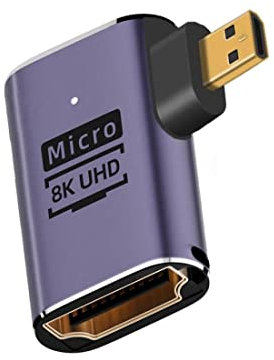 chenyang CY Adaptateur convertisseur micro HDMI 2.1, micro HDMI mâle vers HDMI femelle à angle droit à 90 degrés UHD