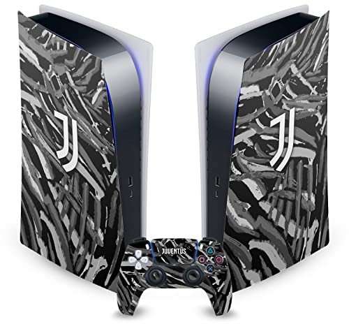 Head Case Designs Offizielle Juventus Football Club Abstract Brush Kunst Vinyl Frontplatte Haut Gaming Aufkleber kompatibel mit Sony PlayStation 5 PS5 Digital Edition Console and DualSense Controller