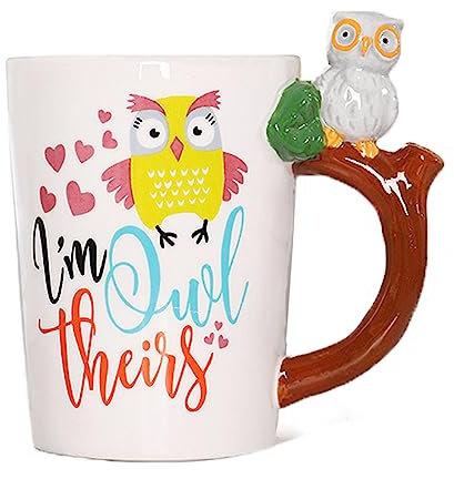 ZPPLD 3D Owl Coffee Mug,Funny Owl Mug,400ml Ceramics Coffee Cup,Stoneware Coffee Mugs,Tea Mugs,Porcelain Coffee Mug,Cappuccino Cups for Cappuccino, Latte, Hot Cocoa Or Hot Tea