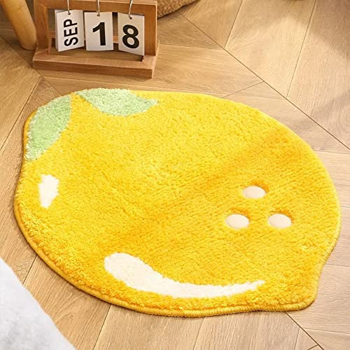 Zitronen-Badezimmerteppich, gelbe Früchte, Eingangsbereich, lustige Badematte, Schlafzimmerdekoration, Teppich, rutschfester Bodenteppich, Badematte, saugfähige Bahwannenmatten (48 x 61 cm, Zitrone)