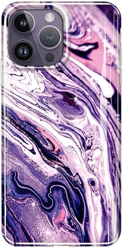 luolnh Gold Glitter Sparkle Case Compatible with iPhone 14 Pro Max Case Marble Design Shockproof Slim Soft Silicone Bumper Cover Phone Case for iPhone 14 Pro Max 6.7 Inch 2022(Purple Star River)