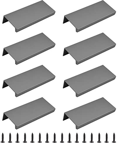 MOROBOR Finger Edge Pull, 8pcs verdeckter Griff moderner Stil Schublade Griff, Rechteckiger Aluminiumlegierung unsichtbarer Griff Schrank Griff für Schrank Hardware Schublade, 80mm/Mattgrau