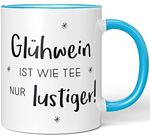 JUNIWORDS Tasse, Glühwein ist wie Tee nur lustiger!, Blau (1009338)