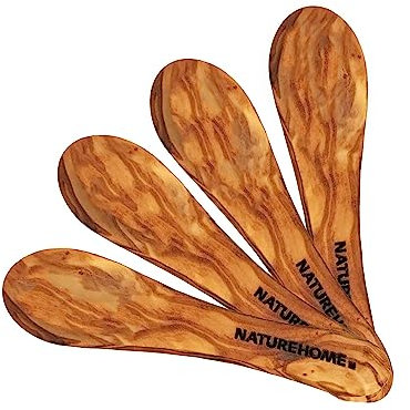 NATUREHOME 4er Set Olivenholz Beikost Löffel für Babys erstes Zufüttern aus natürlichem Massivholz bpa-frei