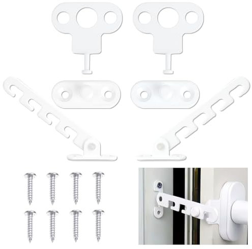 Juego de 2 Topes de Ventana con Regulador Basculante - Cerradura de Ventana Ajustable - Protección y Seguridad para Ventanas Basculantes - Fácil de Instalar - Regulador de inclinación de ventana