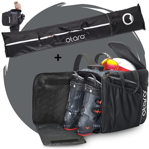 Otaro Skischuhtasche mit Helmfach | Skitasche für Skischuhe, Helm & Zubehör | > 100.000 begeisterte Kunden | Ski Boot Bag wasserfest, robuste Zipper - Skitasche Skischuhtasche Set - Schlittschuhtasche