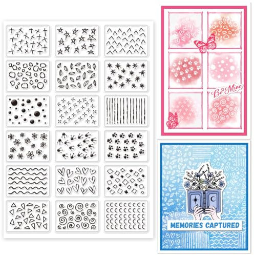 GLOBLELAND Silikonstempel Geräusche Hintergrund 6.3x4.33 Zoll Klare Silikon Stampl Mini Muster Stempel Stern Herz Clear Stamps für DIY Journal Scrapbooking Fotoalbum Kartenherstellung