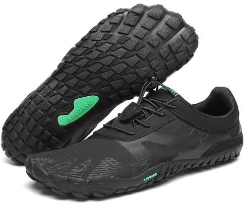 SAGUARO Femme Barefoot Homme Chaussure Minimaliste Légère Chaussure de Randonnée Outdoor & Indoor Fitness Barefoot Shoes avec Large Boîte à Orteils Vanta Noir,GR.38