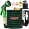 ﻿Tuyau d'arrosage Extensible,Tuyau d'arrosage flexible avec buse de pulvérisation à 10 fonctions,connecteur en laiton massif avec adaptateur 3/4 et 1/2 pour jardin et lavage de voiture (100FT/30M)
