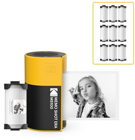 KODAK Memo Shot Era - Cámara Instantánea con Impresora Incorporada (MS100, 10 Rollos de Papel Fotográfico, Negro y Blanco, Bluetooth)