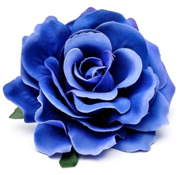 Wisafory 10 Stück Künstliche Blumenköpfe Rosen Blütenköpfe RosenKöpfe Kunst Blumen Rosen Köpfe Kunstblumen Rosen Seidenblumen Dekoration für Hochzeit Party DIY Basteln 11 cm Blau