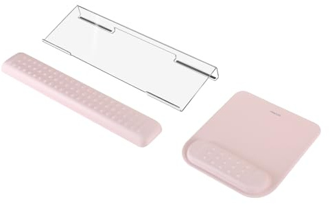 MOSISO Support de clavier d'ordinateur, repose-poignet et tapis de souris avec repose-poignet, ensemble de bras de massage ergonomique, support de clavier en acrylique transparent pour bureau et
