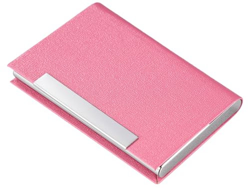 sundee Porte-cartes de visite professionnel en métal et cuir pour homme et femme, porte-cartes fin avec magnétique, portable et élégant pour les réseaux sociaux, 24023 Jg-rose, Minimaliste