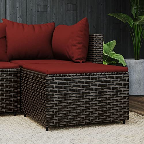 Keyroto Gartensofa Wetterfest Balkonmöbel Lounge Gartenmöbel Klein Balkonsofa Balkonmöbel Kleiner Balkon Garten loungemöbel Set Ecklounge Sofa Outdoor-Braun und Rot-1-tlg
