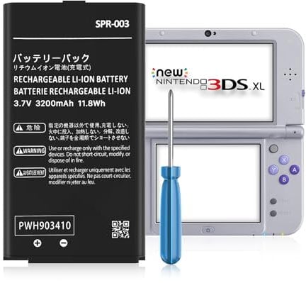 SPR-003 Akku, (𝟮𝟬𝟮𝟰 𝗡𝗲𝘄 𝗨𝗽𝗴𝗿𝗮𝗱𝗲) Ultra High Capacity 3200mAh Li-ion Ersatzakku für Nintendo 3DS XL 3DS LL SPR-003 und New 3DS XL RED-001 Konsole
