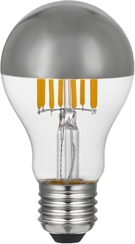 DL DAYLIGHTITALIA A60 LED Tropfenlampe Halbkugel Silber, Ersatz für Arco Flos, Filament LED Dome Silver Cup 9W E27 1055LM