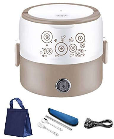 HARZONLI Bento Boxes 2-3 Layer Electric Lunch Box Auto-Off Stainless Steel Heater Food Warmer Heating Container Insulation School Bento Box(D)
