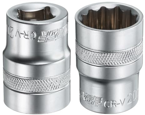 sourcing map Lot de 2 douilles 12 pans 1/2 par 20 mm, douille cannelée métrique de 38 mm de long