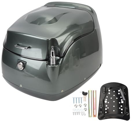 Luocute Motorrad-Topcase, 38 L Wasserdichter Retro-Motorrad-Kofferraum, Universelle Motorrad-Heckbox mit Schlüsselschloss, Rostfreie Helm-Gepäckbox für Motorräder, Roller (Ti-Farbe)