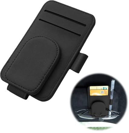 FL HUA Sonnenblenden Organizer Auto, Brillenhalter für Auto Armaturenbrett, Sonnenbrillen Clip für Auto Magnetischer Brillenhalter KFZ für Gläser, Karten, Rechnungen, Stifte (Kunstleder)