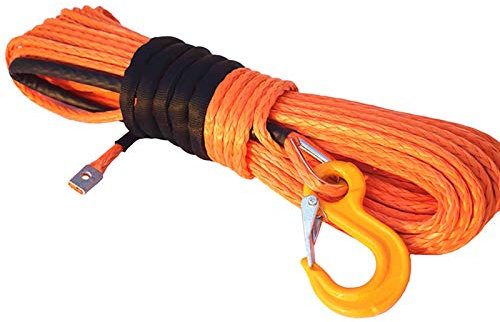 STRAFBRG Corde de treuil de 12 mm * 30m, Corde synthétique, câble de treuil Spectra, Corde Hors Route, Corde Kevlar, RéSistance à l'usure Plus Forte(Oranje)