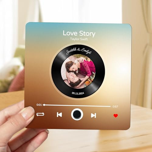 Personalised Music Fridge Magnets Can Play Songs Gifts,Custom Photo Music Fridge Magnet Song Album Cover, Plays Music Refrigerator Magnet,Christmas Valentine's Day Music Fridge Magnets (style1)