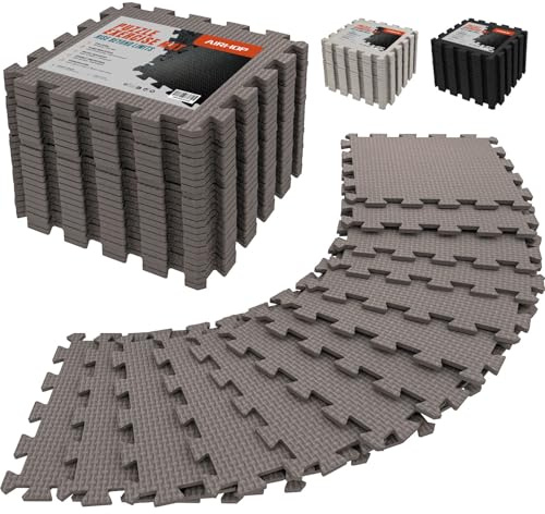 AIRHOP Set de 18 Tapis de Protection EVA Haute Densité, Amortissants, Antidérapants, Tapis de Sport et Tapis Anti Bruit, Parfaits pour Le Fitness, Le Yoga, Le Home Gym, la Salle de Sport, 30x30 cm