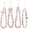 Leseogye 4 Pcs Pink Phone Charm, Cute Y2K Bow Heart Bear Beaded Phone Strap, Handcrafted Smartphone Lanyard Wrist Chain for Teen Girls Women