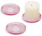 HofferRuffer Kerzenteller Kerzenständer Glas 3er Set,10cm rund Kerzenhalter,Kerzenleuchter für Stumpenkerzen,Teelichter,Rosa