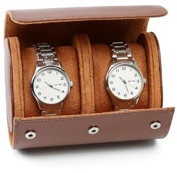 HATOFES Uhrenbox für Herren – Uhrenrolle,Uhrenetui, Organizer mit abnehmbaren Uhrenkissen, PU-Material, Vintage-Uhren-Vitrine, Aufbewahrung für Uhrenschmuck (Uhrenbox aus Leder mit 2 Schlitzen)