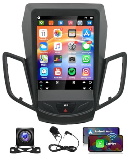 Surakey 2G+32G Android 13 Car Stereo for Ford Fiesta 2009-2016 with Wireless Carplay Android Auto 9.7 inch Touch Screen Car Radio with Sat Nav FM RDS HiFi WiFi Bluetooth MirrorLink+Backup Camera