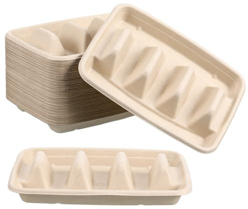 FUNNETOYU 50piezas Bandeja Para Tacos Dividida De Plato Para Tacos Desechable Bandejas Para Servir Fiestas Mexicanas Con Compartimentos Unidades Por Caja
