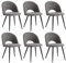JZGORC Lot de 6 Chaise de Salle à Manger, Chaise de Salle à Manger Teddy en Velours Doux, Chaises de Cuisine avec Siège Moelleux et Accoudoirs, Pieds en Métal - Gris