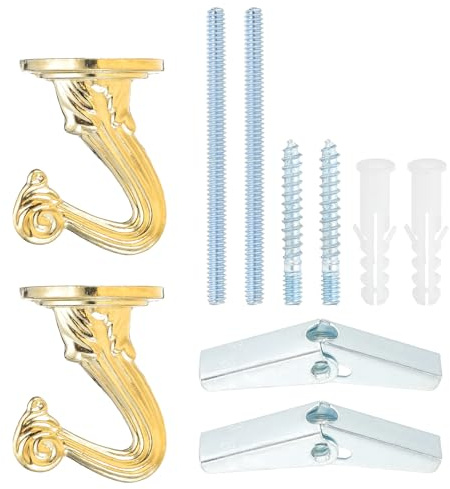 PATIKIL Swag Hooks, 2 Pcs Heavy Duty Ceiling Hooks with Hardware Installation Wall Fixing Ceiling Hangers for Hanging Plants Chandeliers, Gold