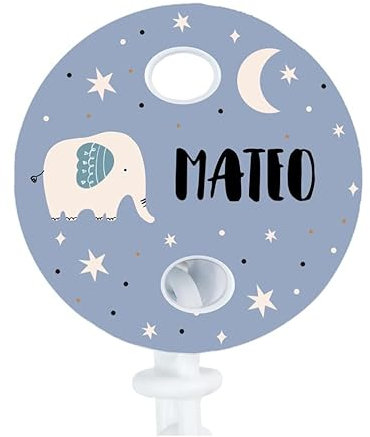 Wanapix | Catenella Portasucchietto Personalizzata | Catena per Succhietto per Neonati | Portasucchietto per Bambini | Inchiostri Atossici | Elefantino