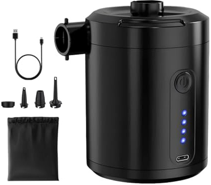 Biniveil Pompe À Air Électrique,Compresseur Électrique Portable Rechargeable | Compresseur sans Fil Silencieux pour Camping Paddle Board Tente Gonflage Matelas