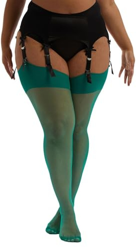 Playful Promises Green Seamed Stockings - Sheer 15 Denier Hosiery with Dark Back Seam, Reinforced Heel and Toe - Elegant Retro Inspired Stockings for Women in Sheer Green