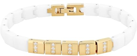 Akzent Armband Damen - Premium Armband Damen in Weiß aus Keramik, 100% Wasserfest & Hautverträglich