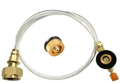 UTTASU Gasflaschen Fülladapter mit Hochdruck-PU-Schlauch und Ventil für Camping Gasbrenner, sicheres Befüllen von Kartuschen im Outdoor Einsatz