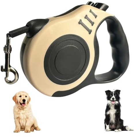 MUNZE Rollleinen Für Hunde Ausziehbar 5M Beige Anti-Rutsch-Griff Kleine Mittelgroße Hunde Bis 15Kg Training Spaziergänge 1 Stück