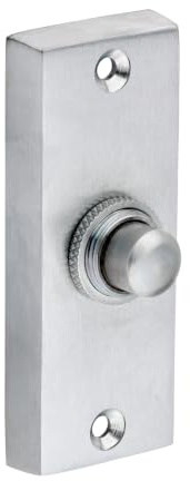 Timco Traditional Door Bell Button, Battery Operated - Satin Chrome | Solid Brass | Victorian Pattern | External Use