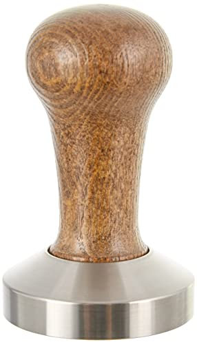 Motta 8100/M Tamper aus Edelstahl, planar mit braunem Echtholzgriff, 58 mm