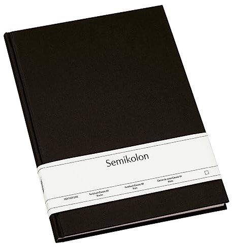 Semikolon 351236 Notizbuch Classic A4 blanko - 176 Seiten, cremeweißes Papier - Lesezeichen - black schwarz