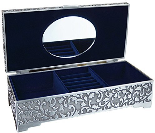 Unendlich U Klassisch Titan Apollo Rose Gravur Antiken Silbern Damen Metalllegierung Schmuckkoffer Schmuckkasten Schmuckkästchen-Groß